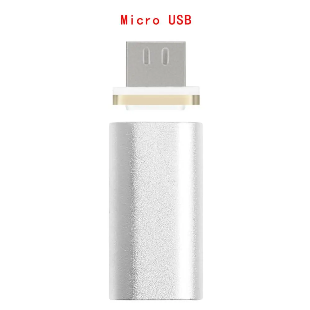 Магнитный Micro USB Женский к мужскому металлическому штекерному конвертерному адаптеру для телефона Android - Цвет: Серый