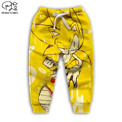 Kids Cloth Anime Super Sonic Cartoon 3d hoodies/boy sweatshirt Cartoon Hot Movie pant style-22 - Цвет: Золотой