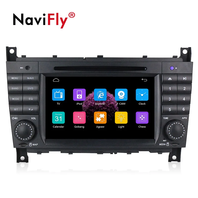 NaviFly 2 din автомагнитола для Mercedes/Benz W203 W209 W219 c-класс C180 C200 CLK200 с dvd gps картой SD UDB