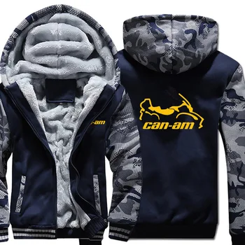 

Can Am Motorcycles Hoodies Winter Camouflage Sleeve Jacket Winter Thicken Warm Fleece cotton Zipper Raglan Coat Male Tracksuit