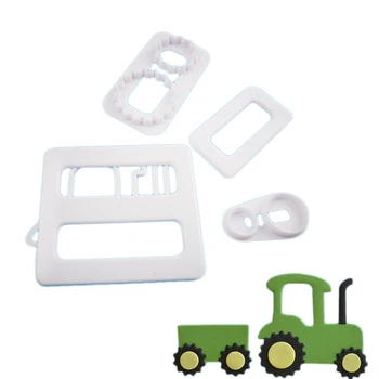 

4Pcs/Set Tractor Car Shaped Biscuit Cutting Molds Cookie Cutter Mould Tools Cake Decorating Candy Tools Sugar Printing Die Tool