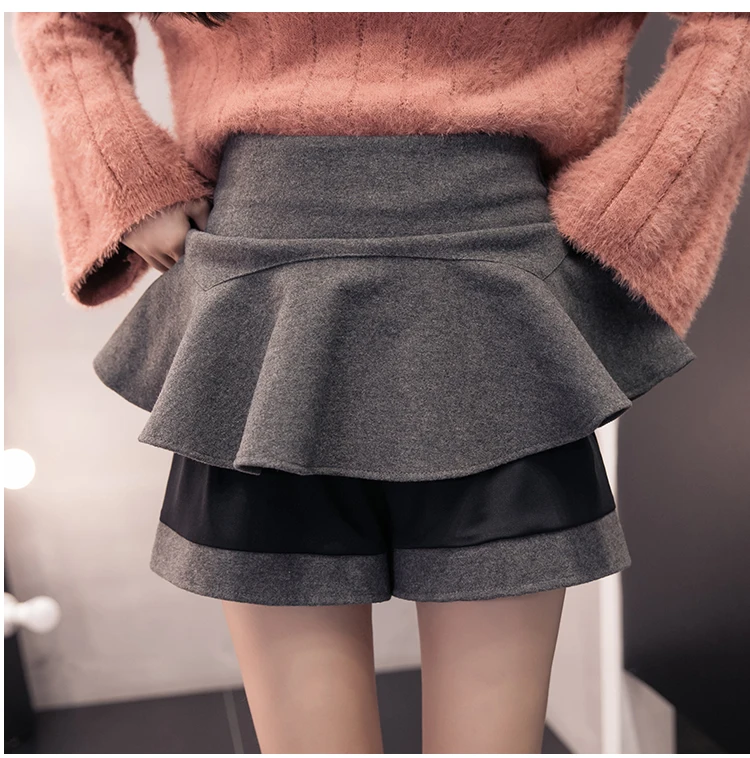 Новые повседневные модные мини шерстяные юбки женские корейские Harajuku зима осень трапециевидные юбки женские большие размеры высокая Талия русалка юбка