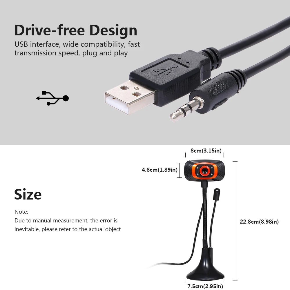Веб камера с микрофоном USB веб без драйверов Дополнительная лампа для