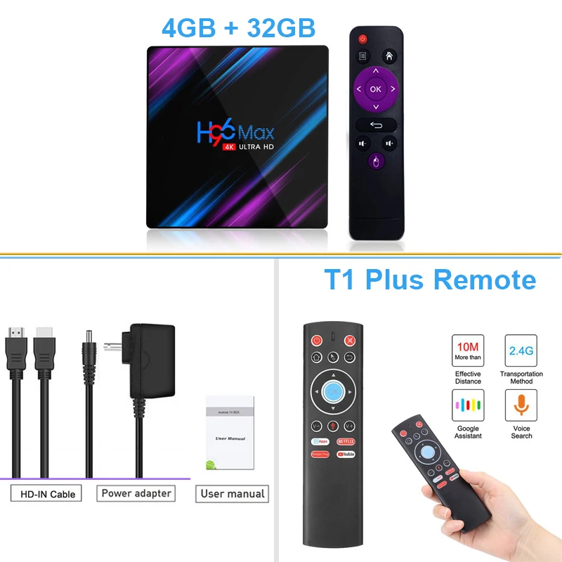 H96 MAX RK3318 ТВ приставка smart Android 9,0 4 Гб 64 Гб медиаплеер 4K Google Voice compte netflix Youtube RK3318 PK s905x3 смарт-бокс - Цвет: 4G 32G n T1