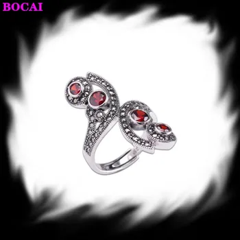 

S925 sterling silver jewelry classic Thai silver, ladies adjustable pomegranate red ring 2020 woman's ring