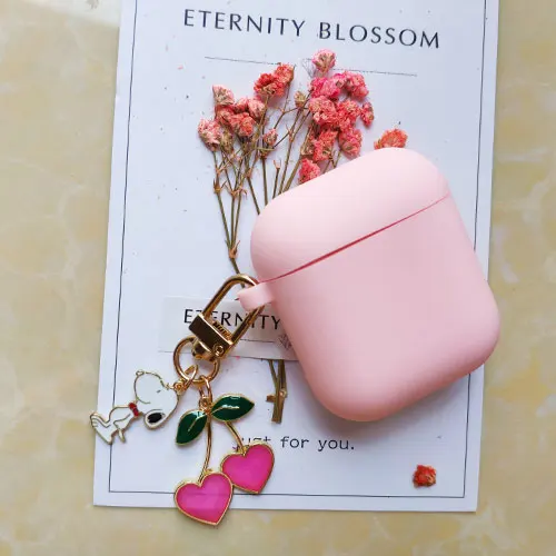 high quality case Милый корейский силиконовый чехол для Apple Airpods, чехол, аксессуары, Bluetooth наушники, мультяшный защитный чехол, вишневый собачий брелок - Цвет: high quality case