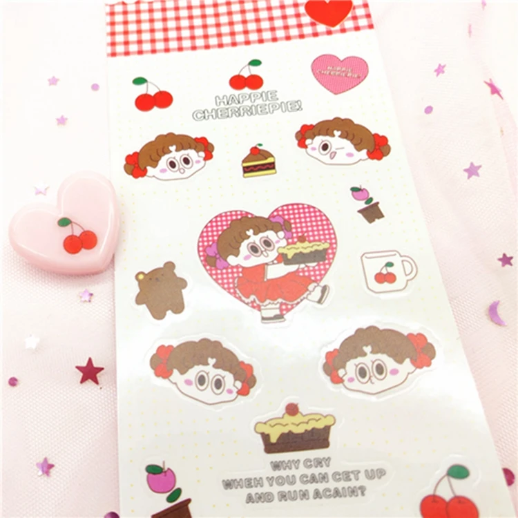Kawaii Cake Girl Decor Stickers Scrapbooking Stick Label Diary Album Stickers Kawaii Korean Stationery Toy Stickers Gift