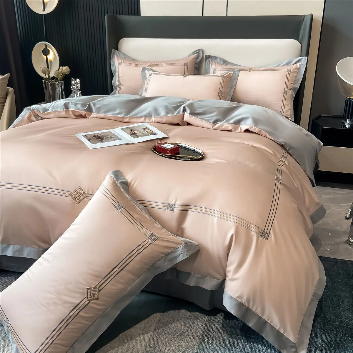 OLOEY Bedding set Egyptian cotton 100S Phnom Penh duvet cover flat sheet pillowcases Soft bed sets Embroidery