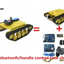 SZDOIT Wifi/Bluetooth/ручка управления TS100 Металл 2WD отслеживаемый Танк шасси комплект RC робот Платформа с 9V двигатели для Arduino