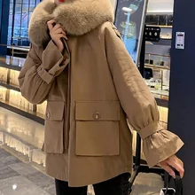Women Cotton Padded Jacket Winter Puff Sleeve New Style Korean Loose Plus Velvet Thick Pie Overcoming Coat Female Clothing Warm