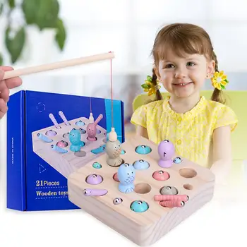 

Baby Wooden Toys Develop Children's Interest Magnetic Cognitive Games Fishing Catch Work Exquisite Worm Educational Puzzle