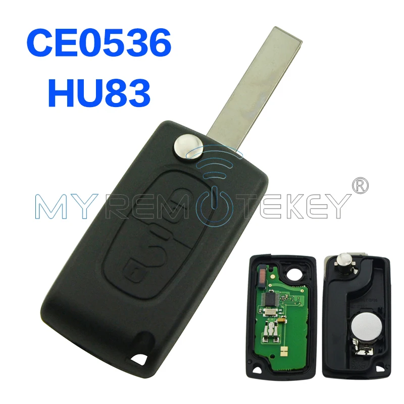Baratos Remoto llave de coche 2 botón para Peugeot 207, 307, 308, 433 mhz ID46 PCF7961 HU83 remtekey