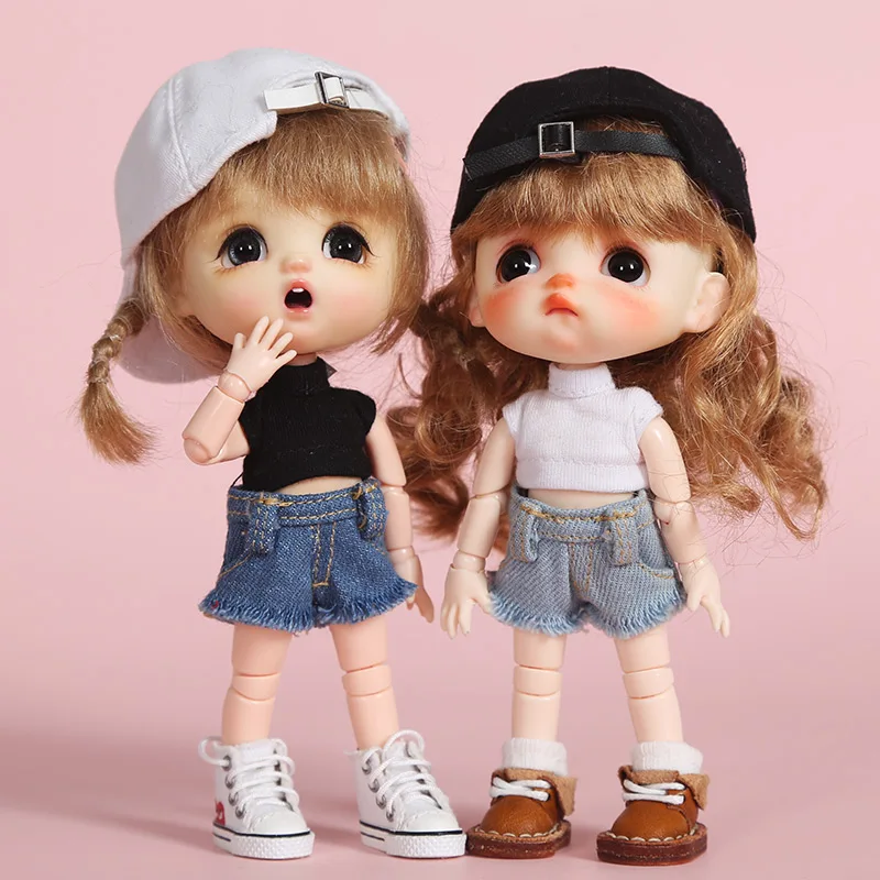 1/12 джинсовые шорты для кукол Ob11 брюки Obitsu11 жилет Одежда (подходит BJD12 Cu-breve P9) |