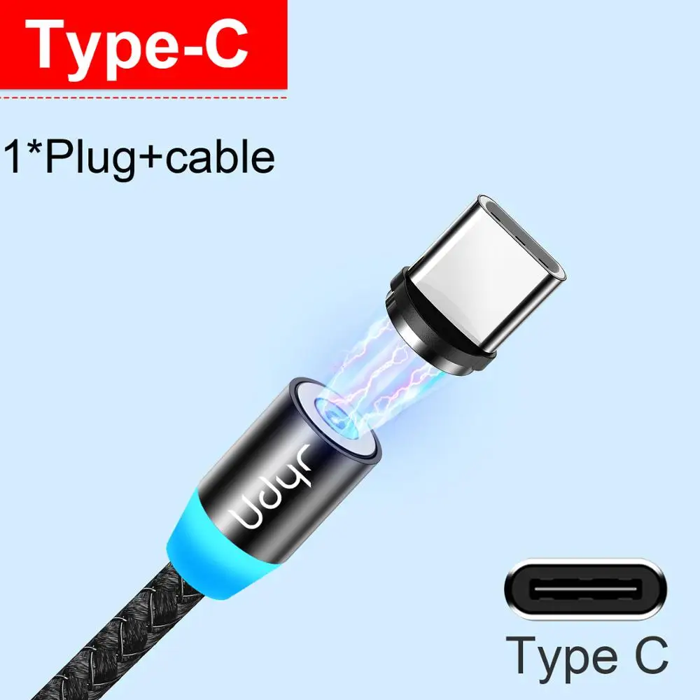 Udyr Магнитный кабель Micro usb type C адаптер для быстрой зарядки Micro type-C Магнитный зарядный usb-кабель для iPhone 11 XR Plus Xiaomi - Цвет: Black Type C Cable