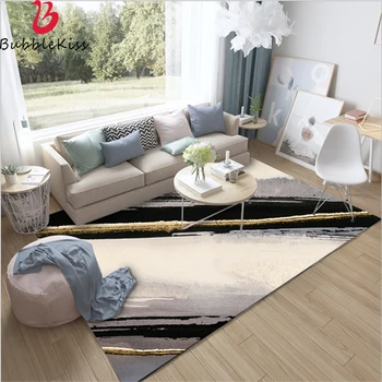 

Bubble Kiss Soft Rugs for Modern Living Room European Abstract Ink Gray Striped Pattern Carpet Non-slip Modern Kids Decor Boy