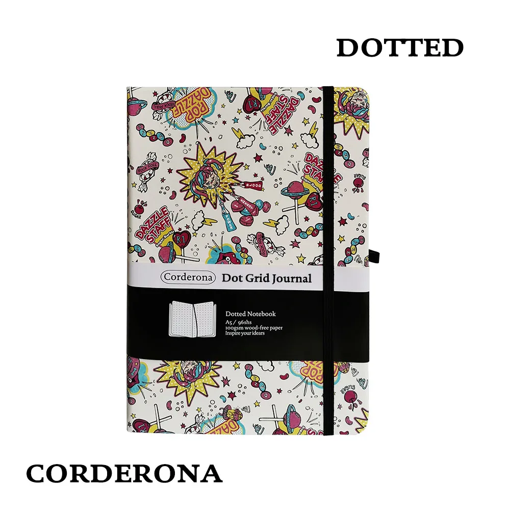 0013 Dazzle Grid твердая обложка A5 PU Bullet записная книжка с эластичным ремешком для путешествий в горошек журнал Bujo поддержка на заказ - Цвет: 0013