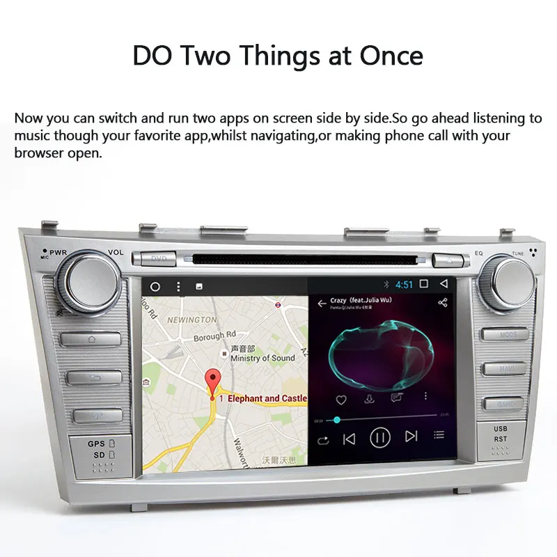 Discount 2 Din Car DVD Multimedia Player For Toyota Camry 2007 2008 2009 2010 2011 Aurion GPS Navigation Head Unit Stereo Radio Audio BT 3