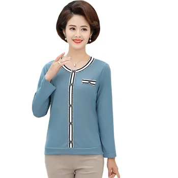 

Women Long Sleeve T-Shirts Tops Middle Age Mother Clothing Spring Fall O-Neck Bottoming Shirt Plus Size Tee New Arrival