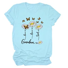 

Grandma Flowers Letter Print Women T Shirt Short Sleeve O Neck Loose Women Tshirt Ladies Tee Shirt Tops Camisetas Mujer