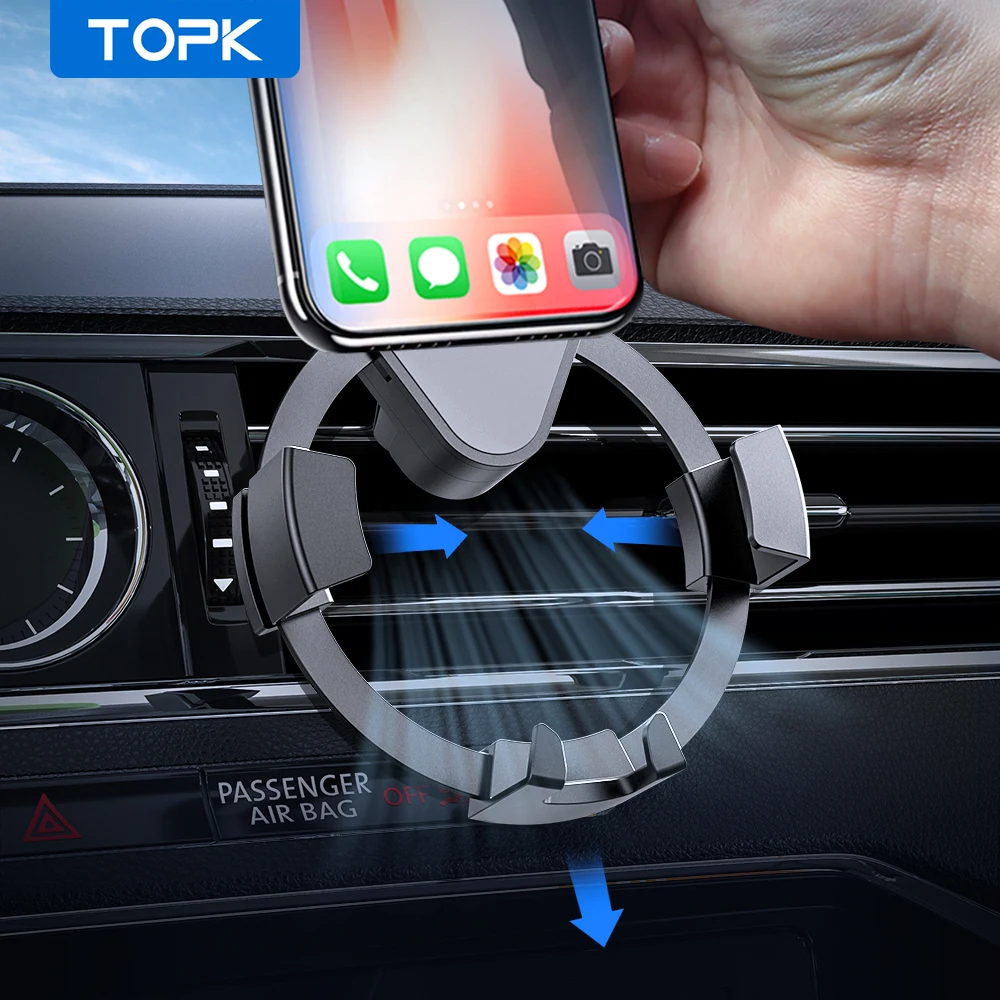 Автомобильный держатель для телефона TOPK Gravity iPhone 8 7 6 plus 11 gps подставка в