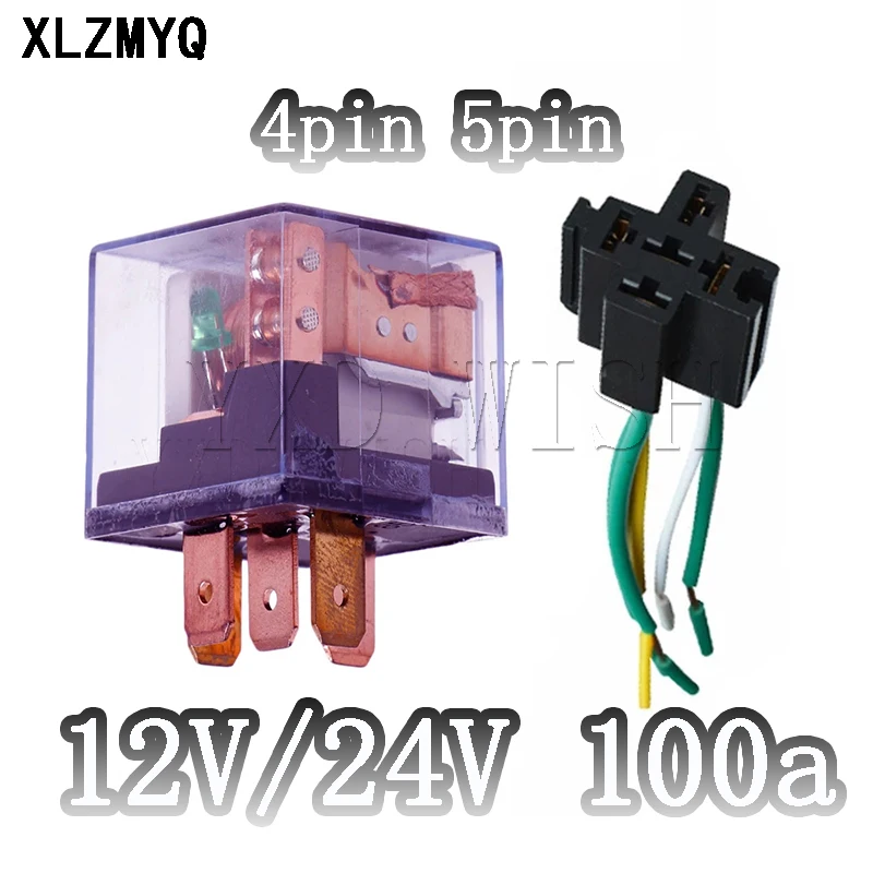 Car Relays 12V 24V 80A 100A 5Pin Waterproof Automotive Relay SPDT Control Device DC 28V High Capacity Switching With Socket |