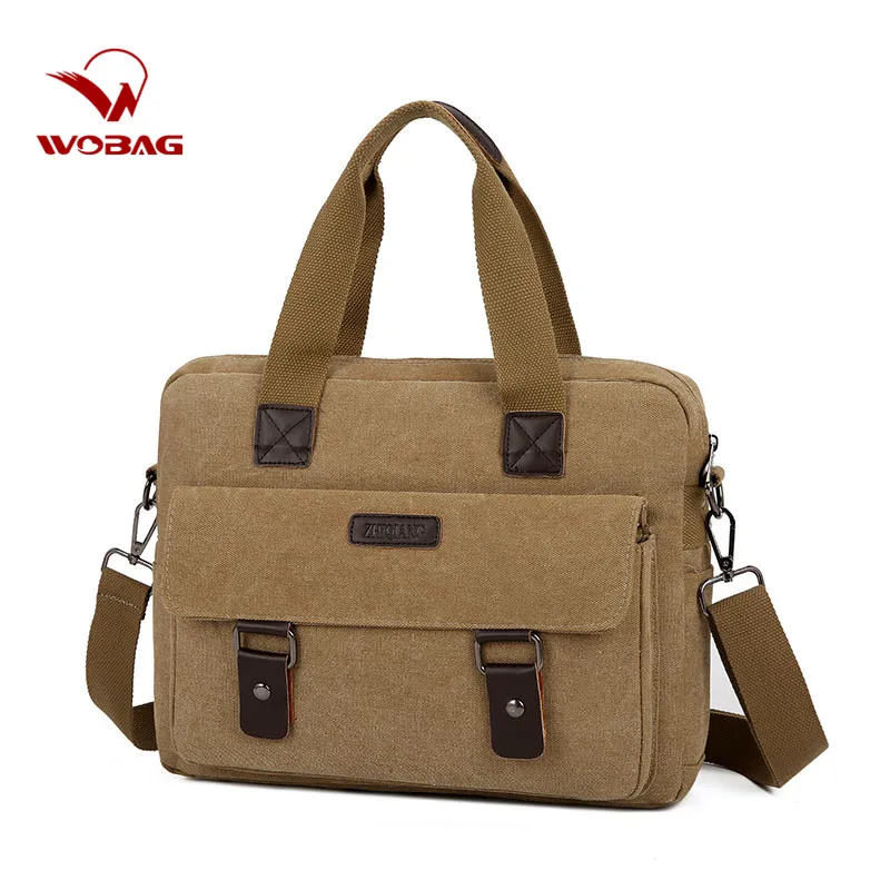 

Men Canvas Casual Square Shoulder Bag Computer Male Messenger Bag Zipper Solid Color Business Bag