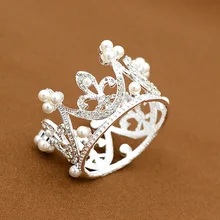 Детский круглый торт Корона подарок выпечки украшения аксессуары День рождения сплав жемчуг маленький головной убор аксессуары украшения