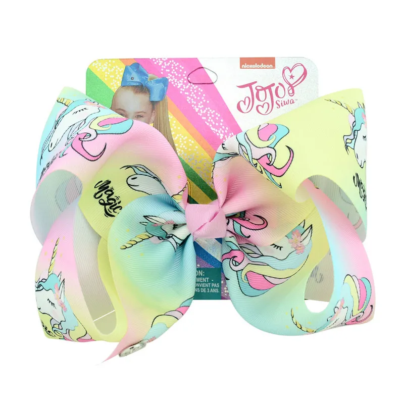 8 дюймов Jojo Siwa банты с зажимом для волос для девочек заколки для волос единорог мультфильм ручной работы шпилька звезда заколки Милые Пончики аксессуары для волос - Цвет: 5
