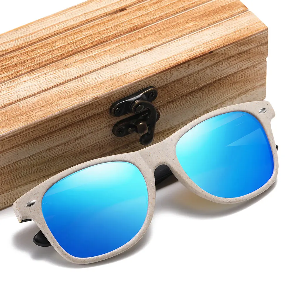 

GM Natural Bamboo Wooden Sunglasses Handmade Polarized Mirror Coating Lenses Temple Pattern Retro Pattern Sunglasses 7015
