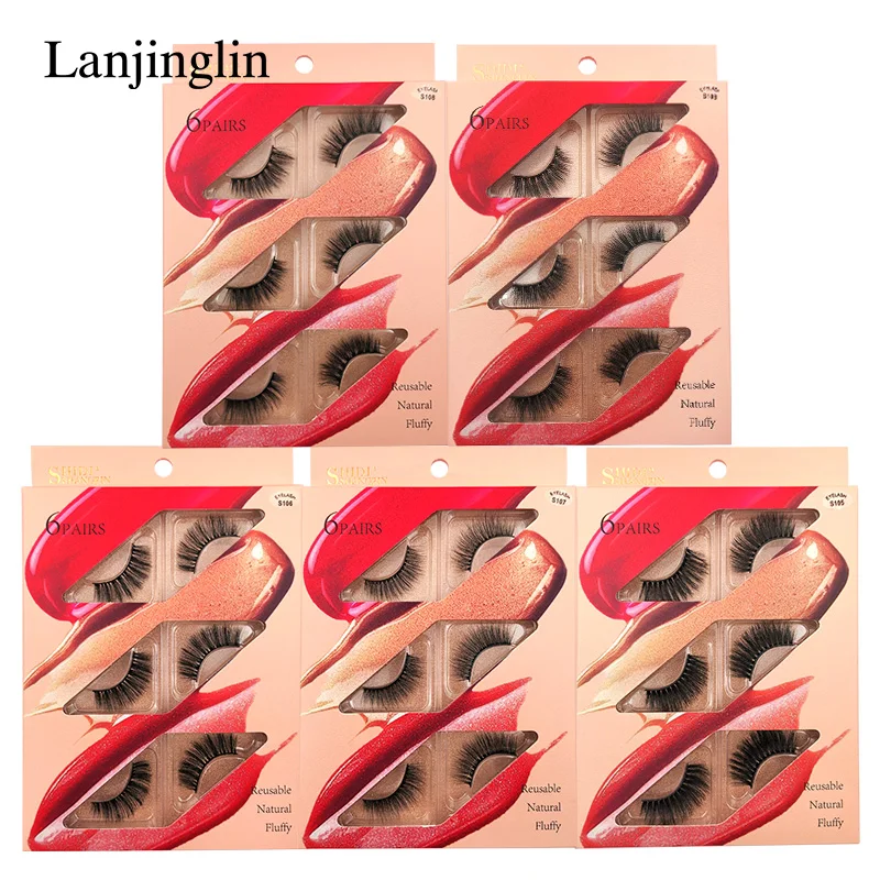LANJINGLIN 6 pairs wispy natural false eyelash soft volume 3d mink lashes fluffy faux cils makeup eyelashes extension cilios LANJINGLIN 6 pairs wispy natural false eyelash soft volume 3d mink lashes fluffy faux cils makeup eyelashes extension cilios