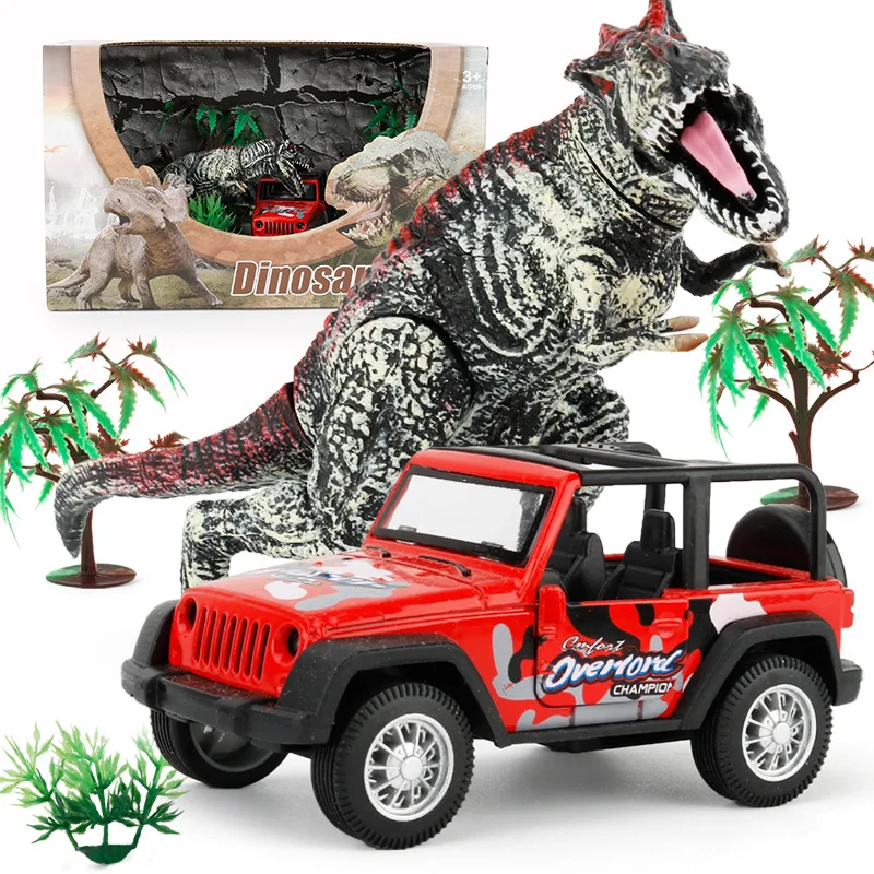 Парк Динозавров Юрского периода T-Rex Swift And Violent Dragon с металлическим автомобилем Wrangler