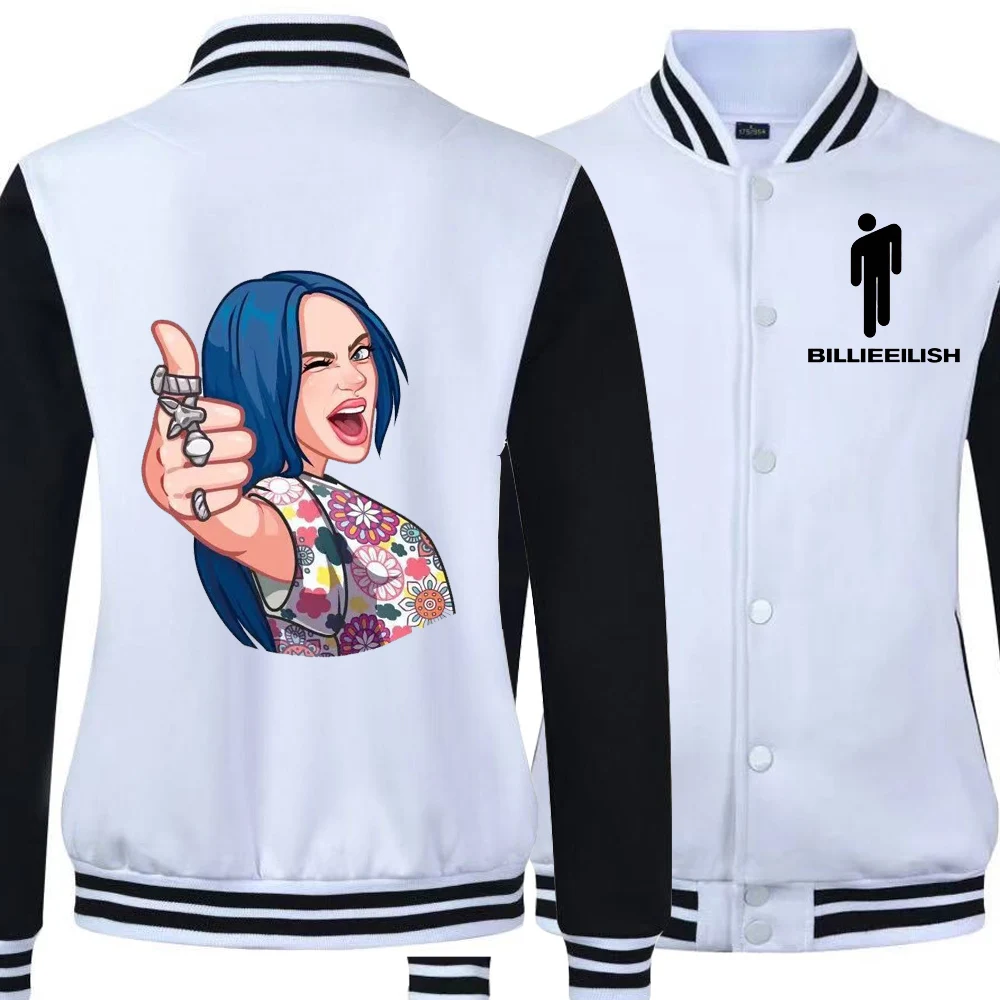 

2019 Hot Sale Men's Baseball Jackets Billie Eilish Print Casual Men Bomber Series Jacket Military Plus Velvet Coats Cotton