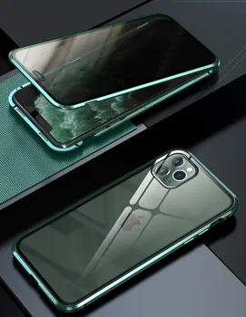 

Double-Sided Magnetic Adsorption Shockproof Metal case AntiSpy Privacy Tempered Glass Screen Protector For iPhone 11 Pro Max