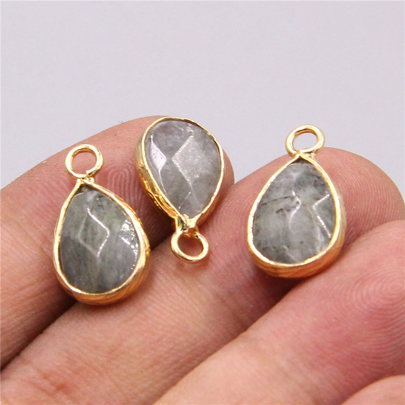 11 Spectrolite gold 3 шт./лот, натуральный синий K2 Jaspe Чарм, подвеска из камня, капля воды, свободная подвеска, Шарм для изготовления ювелирных изделий, браслет, ожерелье ручной работы - Окраска металла: 11 Spectrolite gold