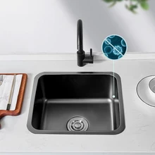 304 Stainless Steel Kitchen Sink Bar Sink Drop-in Or Undermount Single Bowl Black Sink Wash Basin For Small Apartment  Balcony
