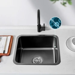 304 Stainless Steel Kitchen Sink Bar Sink Drop-in Or Undermount Single Bowl Black Sink Wash Basin For Small Apartment  Balcony