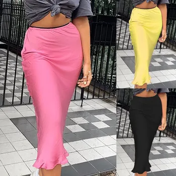 

2020 Summer Skirt Women Sexy Solid Color Clothes High Waist Ropa Mujer Pack Hip Side Split Casual Skirt Spring Jupe Femme #C1