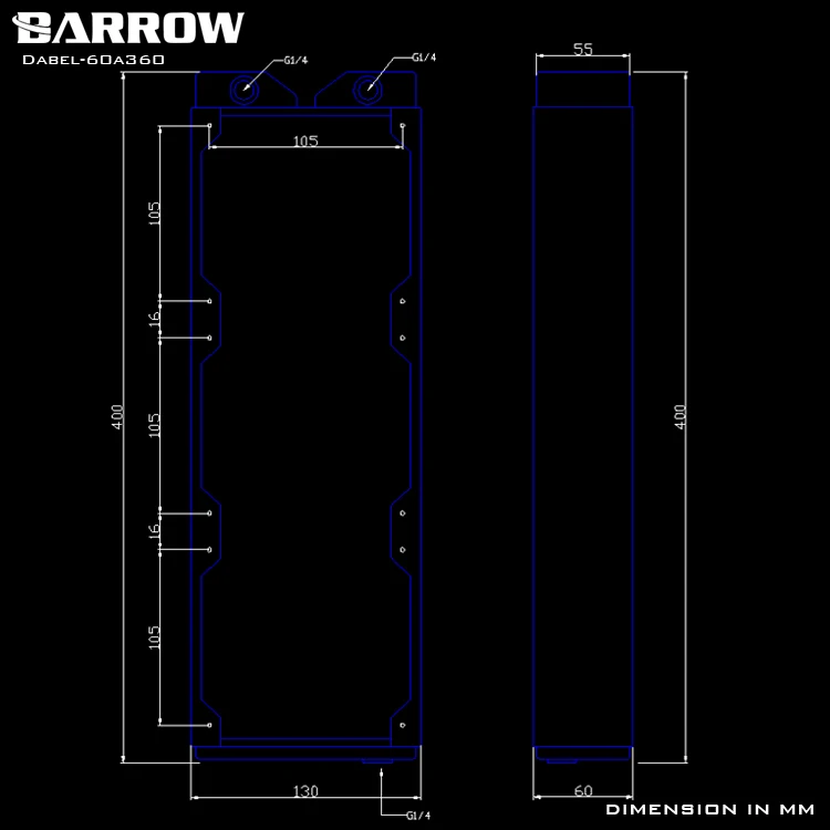 Promo  BARROW 60mm Thickness Copper 360mm Radiator Computer Water Discharge Liquid Heat Exchanger G1/4 Thr
