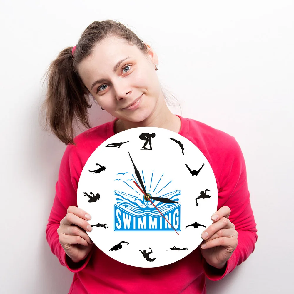 Swimming Sport Art Design Wall Clock Voyage Floating Underwater Diving Swim Coach Home Decor Wall Clock Unique Gift For Swimmer