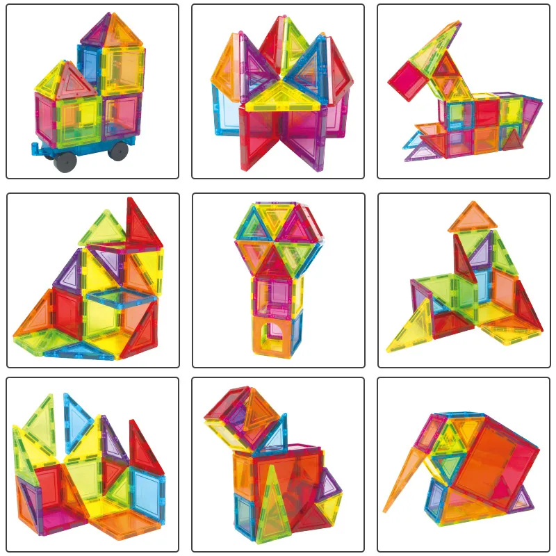 Kopen 18 56PCS Big Size Transparant Magnetische Designer Bouw   Building Toy Effen 3D Magneten Magnetische Blokken Speelgoed Voor kinderen