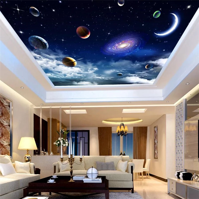 Custom wallpaper 3d mural dream starry sky background wall living room bedroom Hotel ceiling wallpapers decoration painting обои star lamp optic fiber lights smart bluetooth app control 16w rgbw twinkl starry sky effect ceiling light for car decoration