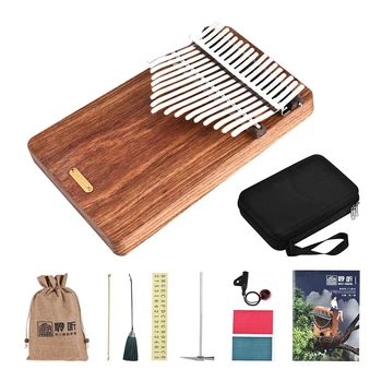 

LINGTING K17P 17-key Portable Thumb Piano Kalimba Mbira Sanza Solid Wood Material with Music Book Stickers Tuning Hammer Pickup