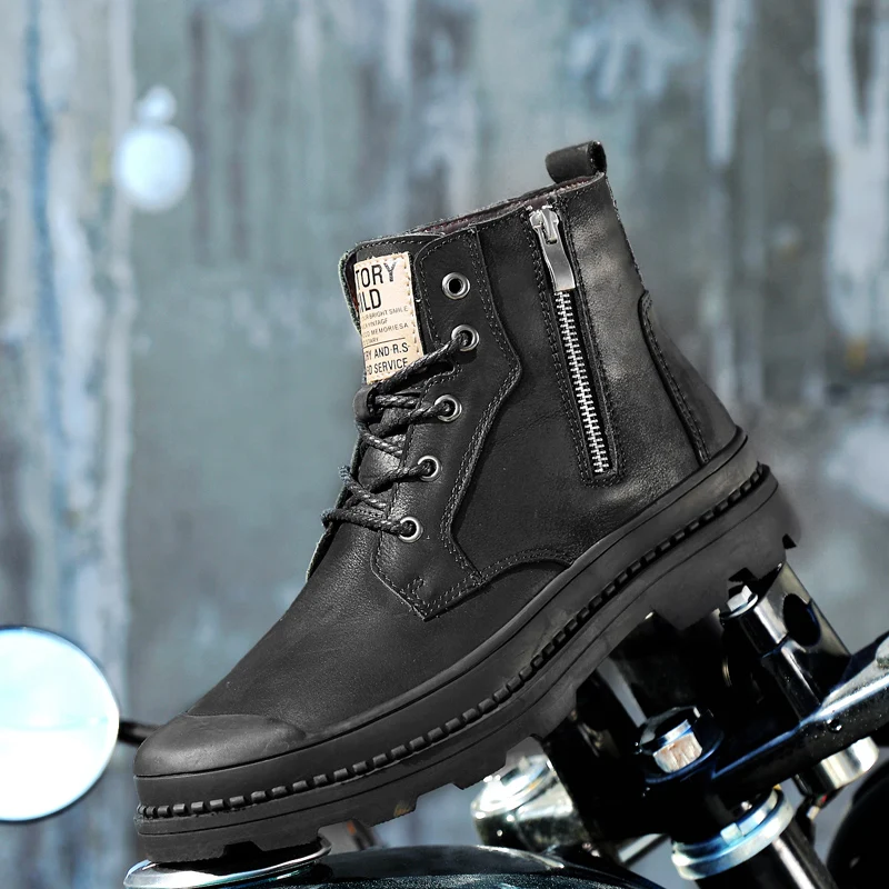

High Quality Leather Men Boots 2020 Springtime New Style Motorcycle Boots Ankle Boots Men's Shoes Big Size British Style Man