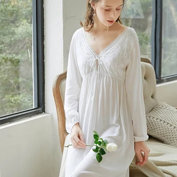 

Girls Victorian Nightgowns Summer Sweet Negligee Lace Lolita Sexy Vintage Palace Style Nightdress Women Sleepwear Lingerie Dress