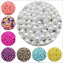 Acrylic-Spacer-Beads Jewelry-Making Imitation-Pearls Round for DIY 4/6/8/10mm