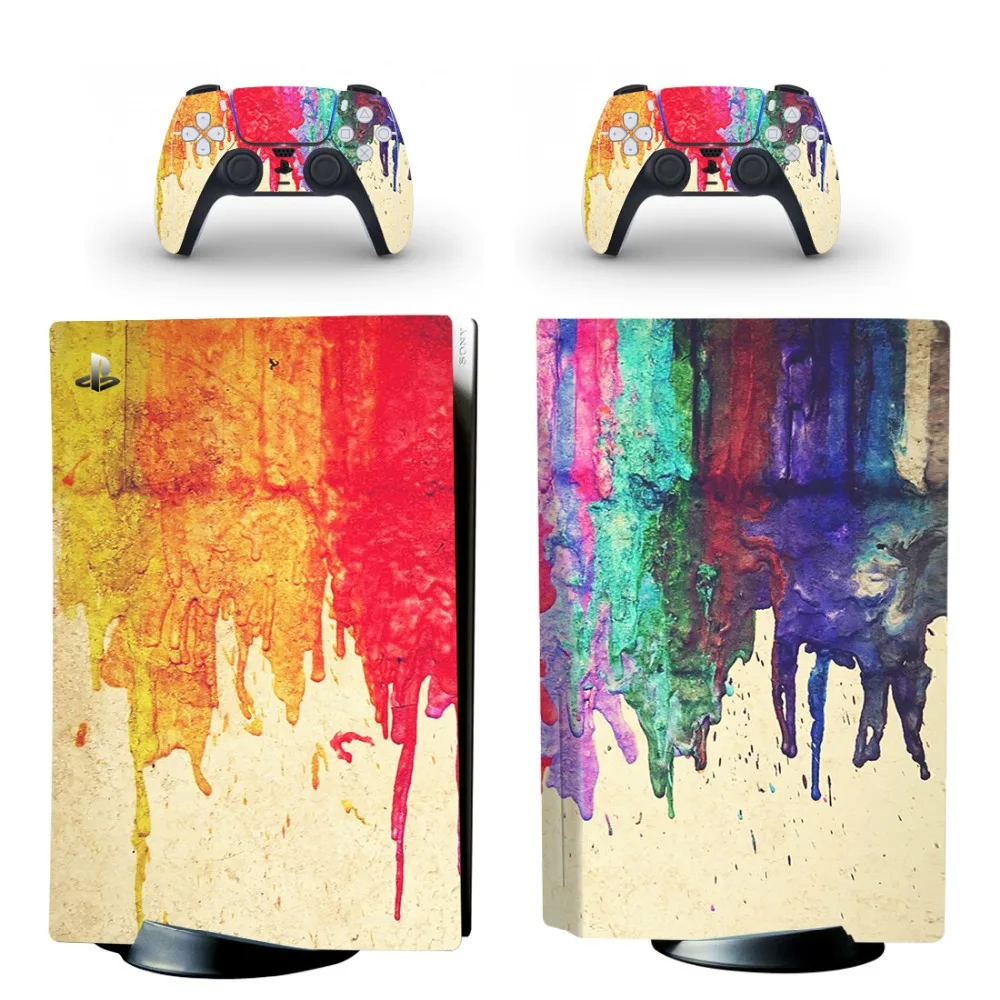 New PS5 Standard Disc Edition Skin Sticker Decal Cover for PlayStation 5 Console and 2 Controllers PS5 Skin Sticker Vinyl