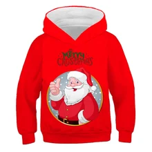 Sudadera con capucha de estilo navideño para niños y niñas, abrigo con estampado 3D de dibujos animados y animales de Papá Noel,