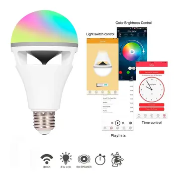 

Smart Enjoyable RGB Color Changing Music Ball LED Light E27 Bulb Speaker Remote Controled Via APP Control