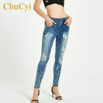 

High Quality Plus Size Ripped Jeans for Women High Waist Stretch Hole Jean Pants Women Casual Washed Bleached Distressed Jeans