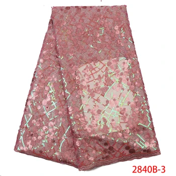 

Luxury Lace Fabric French Lace Fabric Nigerian Lace Fabric 2019 High Quality Lace Sequin Lace Fabric For Wedding Party GD2840B-3